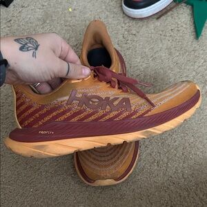 Hoka One One Women's Amber and Burgundy Sneakers